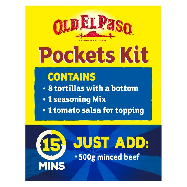 Old El Paso original tortilla pocket kit 375g, imported from the UK