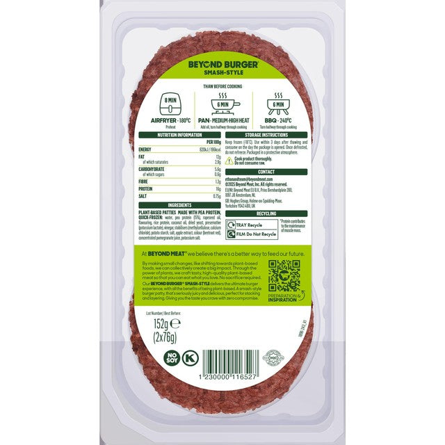 Beyond Meat plant based smash burger patties 152g - British product