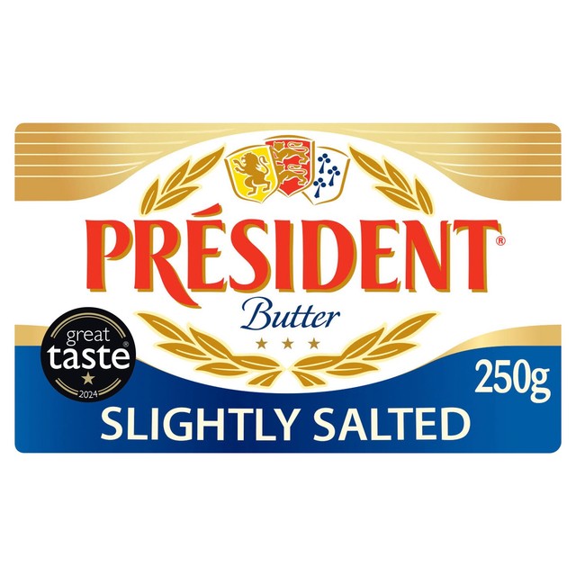 President Slightly Salted Block Butter 250g, imported from the UK