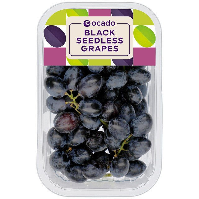 Ocado black seedless grapes 500g, imported from the UK