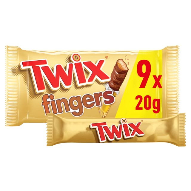 Twix Caramel & Milk Chocolate Fingers Biscuit Bars 9 x 20g Multipack (British brand)