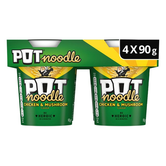 Pot Noodle chicken mushroom instant noodle pot 4 pack, imported from the UK