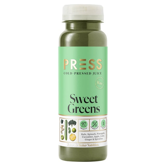PRESS Sweet Greens Juice 250ml, imported from the UK