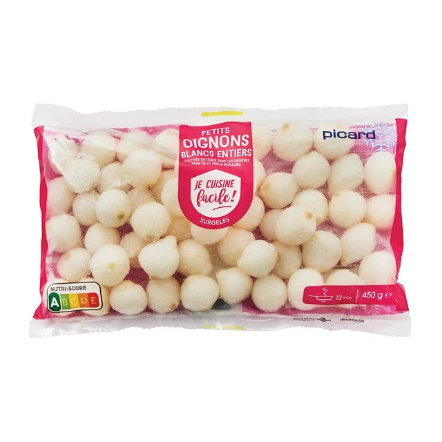 Picard frozen pearl onions 450g, imported from the UK