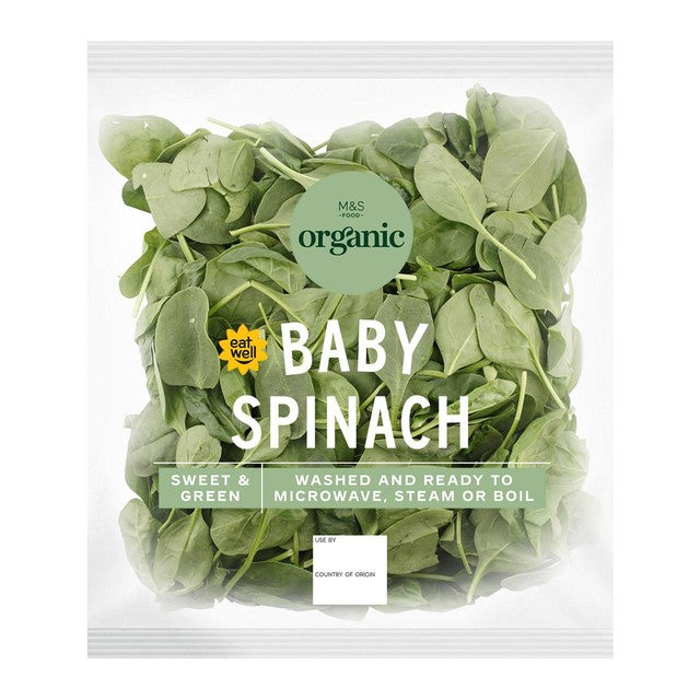 Marks and Spencer Organic Spinach 200g, imported from the UK