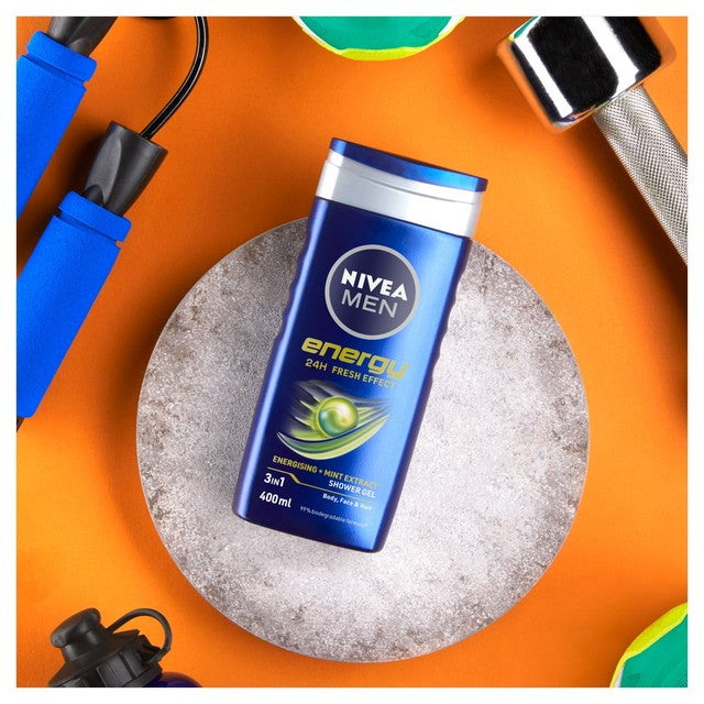 NIVEA MEN Energy Mint Extract 3 in 1 shower gel 400ml, imported from the UK