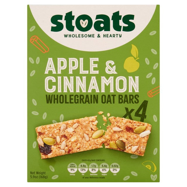 Stoats apple cinnamon porridge bars 4 x 42g (British brand)
