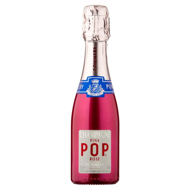 Pommery extra dry rosé champagne in 20cl small bottle, imported from the UK