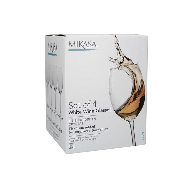 Mikasa Julie white wine glasses 16.5oz set of 4, imported from the UK