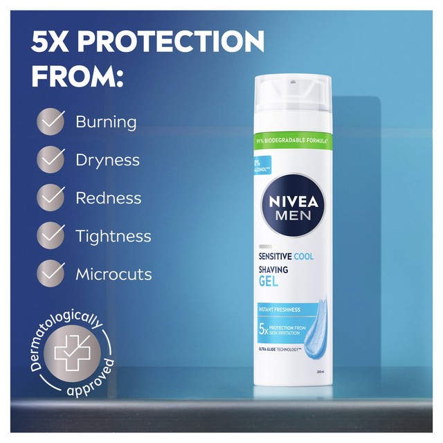 Nivea Men Shaving Gel Sensitive Cooling 200ml, imported from the UK