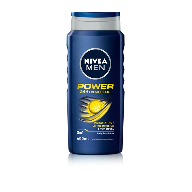 NIVEA MEN Power 3 in 1 shower gel 400ml, imported from the UK