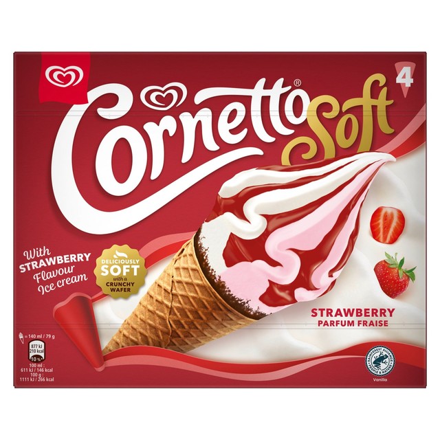 Wall's soft strawberry vanilla ice cream cones 560ml - British product