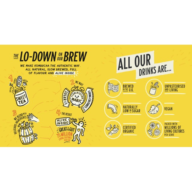 Lo Bros Ginger & Lemon Kombucha 750ml, UK version
