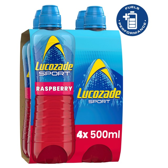 Lucozade sports drink raspberry 4x500ml, UK version