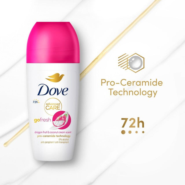 Dove Advanced Care Dragonfruit and Coconut Cream Roll-On Deodorant 50ml - British product