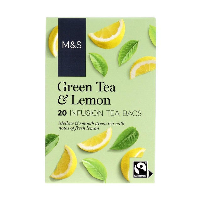 M&S green tea with lemon 20 tea bags, imported from the UK