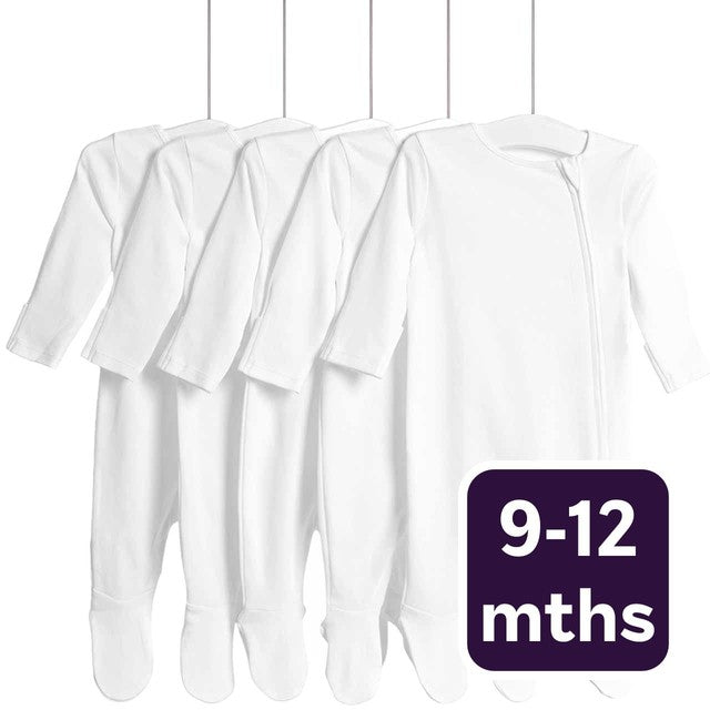 M&S white baby sleepsuit for 9-12 months, imported from the UK