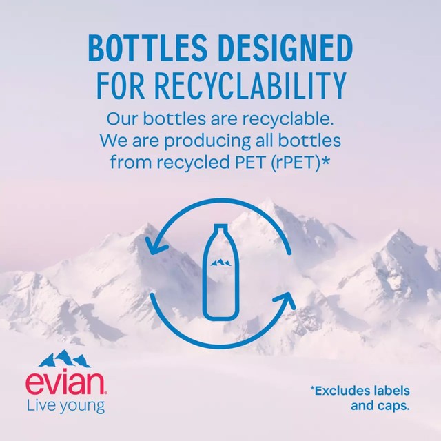 Evian still mineral water 6-pack of 1.5L bottles - British product