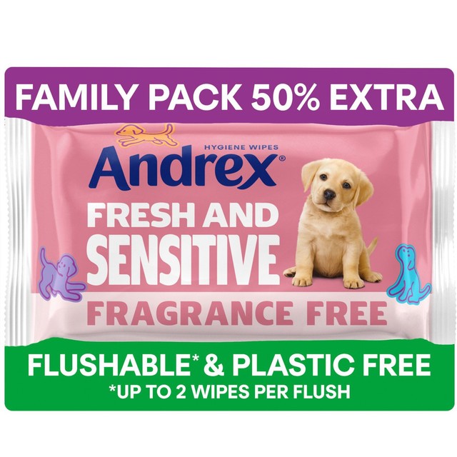 Andrex Fresh and Sensitive Flushable Hygiene Wipes Mega Pack 45 Sheets - British product