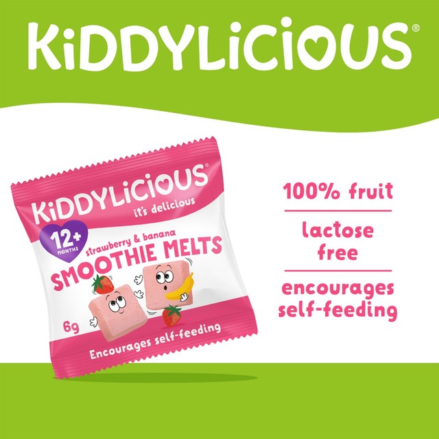 Kiddylicious strawberry banana smoothie melts baby snacks 6g, UK version