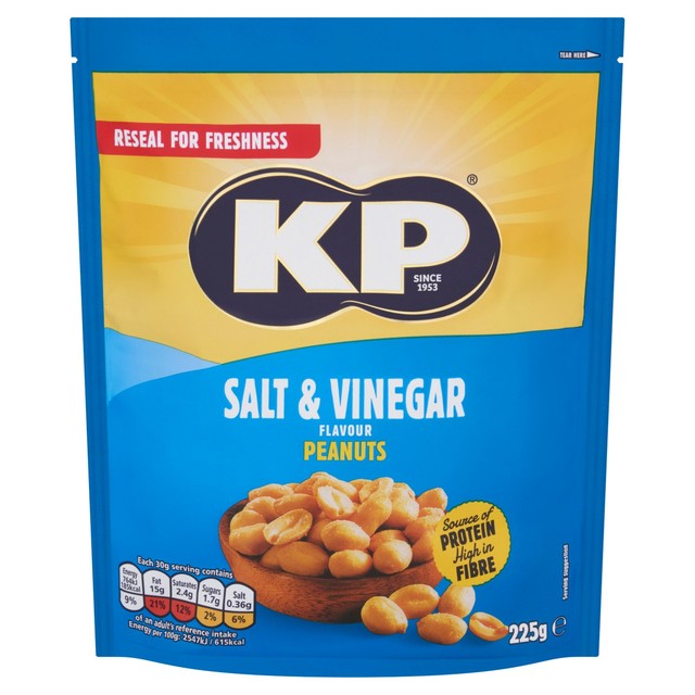 KP salt and vinegar peanuts 225g, UK version