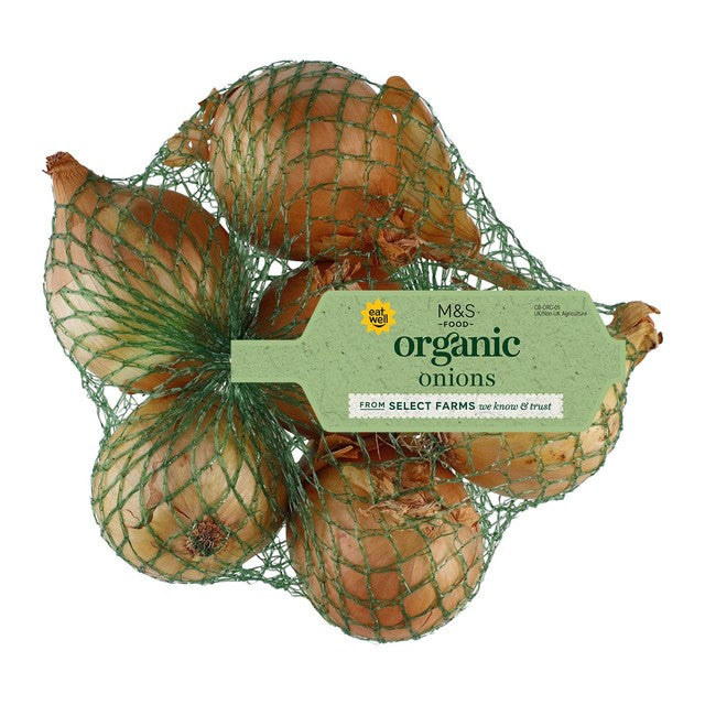 M&S organic brown onions 750g, imported from the UK