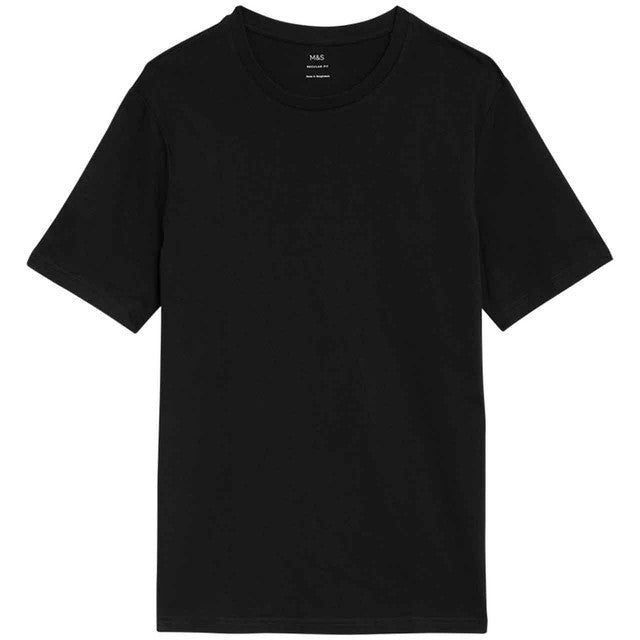 M&S men's cotton crew neck t-shirt black XL, imported from the UK