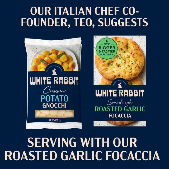 White Rabbit gluten-free roasted garlic focaccia 2 x 135g (British brand)