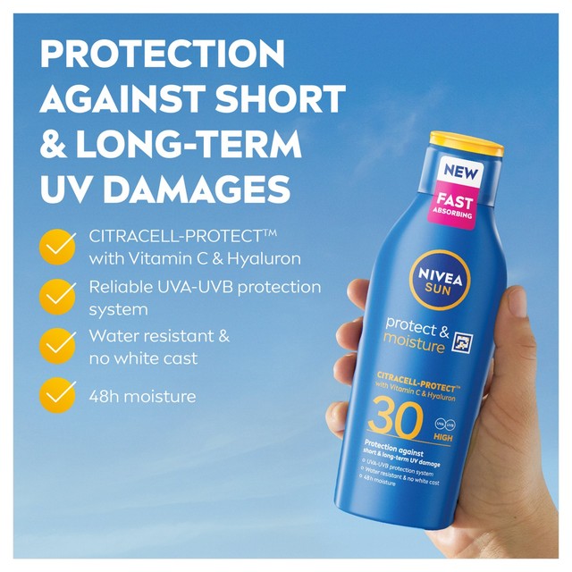 Nivea sun lotion SPF30 400ml, imported from the UK