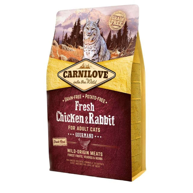 Carnilove Fresh Chicken & Rabbit adult cat food 2kg - British product