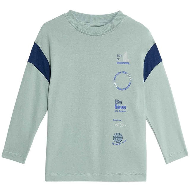 M&S Varsity Top Light Green Cotton Size 3-4 Years (British brand)