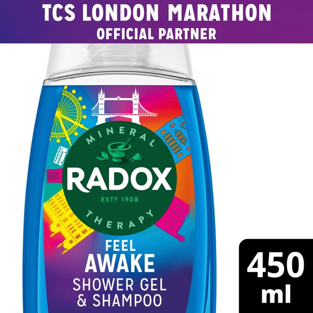 Radox Feel Awake shower gel and shampoo 450ml, imported from the UK