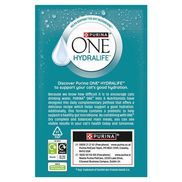 Purina One Hydralife with chicken cat supplement 6x50g pouches, imported from the UK