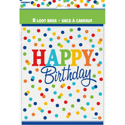Unique Party Rainbow Polka Dot Birthday Party Bags Pack of 8
