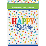 Unique Party Rainbow Polka Dot Party Bags 8-pack, imported from the UK