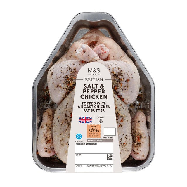 M&S Salt Pepper Whole Chicken Butter 2.35kg, imported from UK