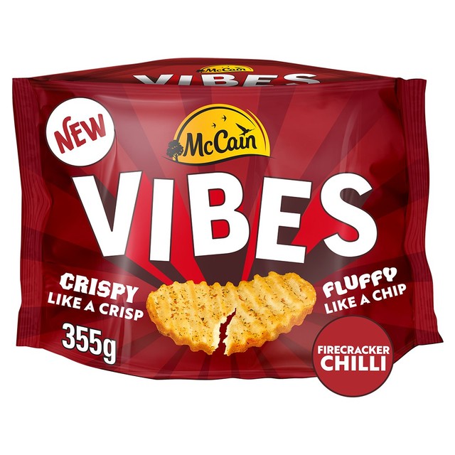 McCain Vibes Firecracker Chilli potato snack 355g, imported from the UK