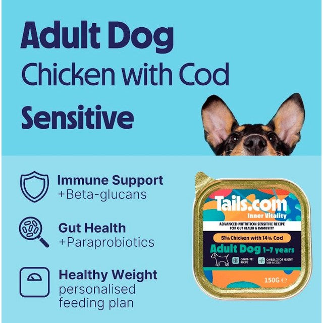 Tails.com dog wet food chicken and cod 150g (British brand)