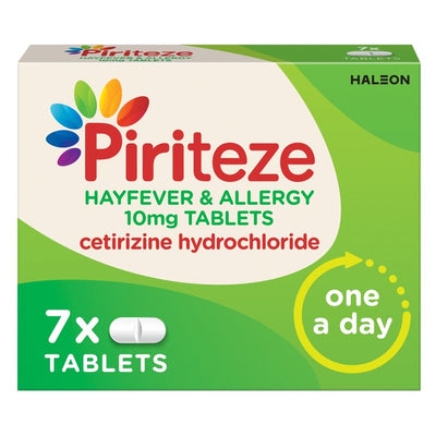 Piriteze Hayfever & Allergy Relief 10mg Film Coated Antihistamine Tablets 7 Tablets