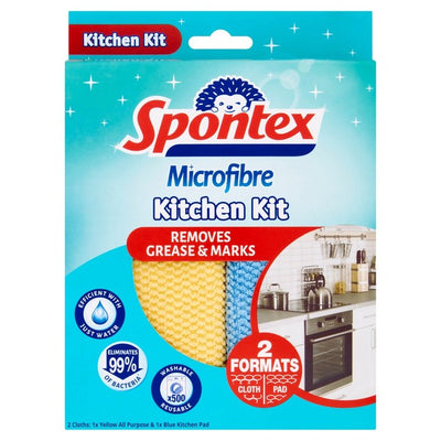 Spontex Microfibre Kitchen Kit 2-Pack Cleaning Cloths