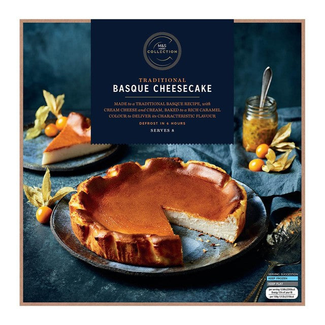 M&S Vanilla Basque frozen cheesecake 750g, imported from the UK