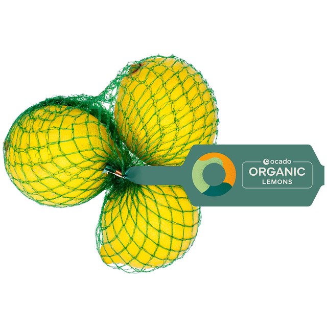 Ocado organic unwaxed lemons 3 per pack, imported from the UK