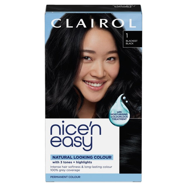 Clairol permanent hair dye in Blackest Black - British product