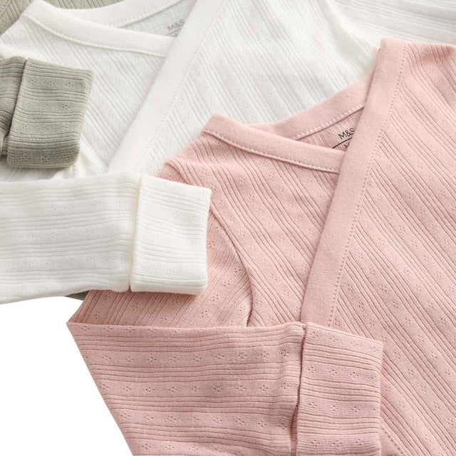 M&S girls' cotton wrap bodysuits khaki 2-3 years, imported from the UK