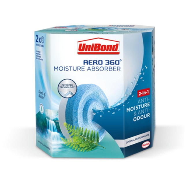 Unibond AERO 360 Waterfall Freshness refill tabs (British brand)