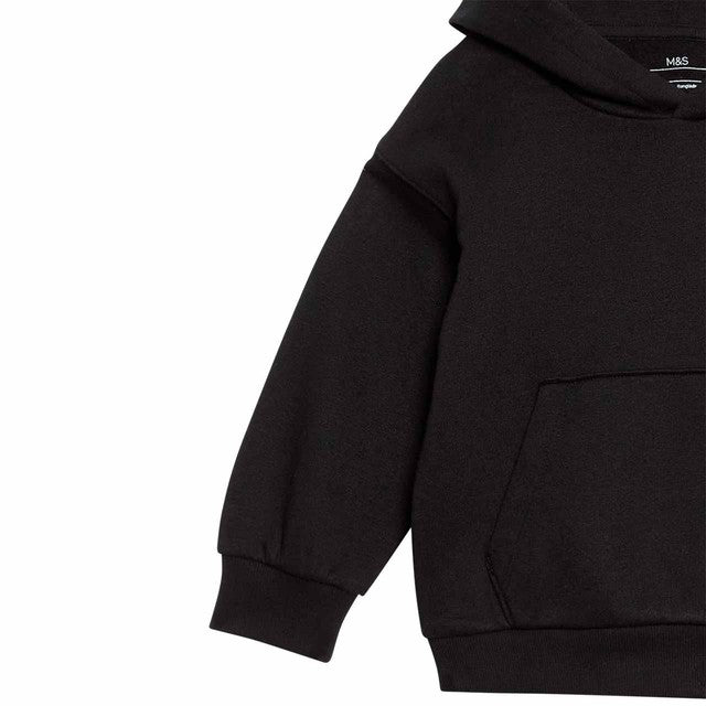 M&S boys hoodie black cotton 5-6, imported from the UK