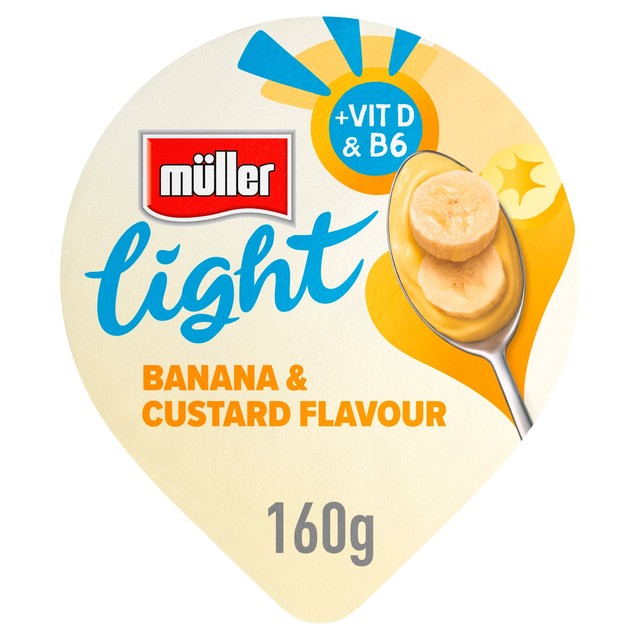 Müller Light Banana and Custard yogurt 160g, imported from the UK