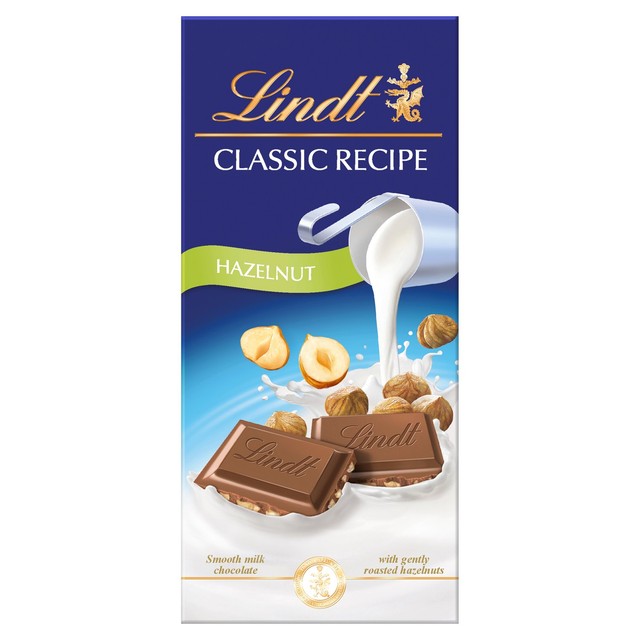 Lindt hazelnut milk chocolate bar 100g, UK version