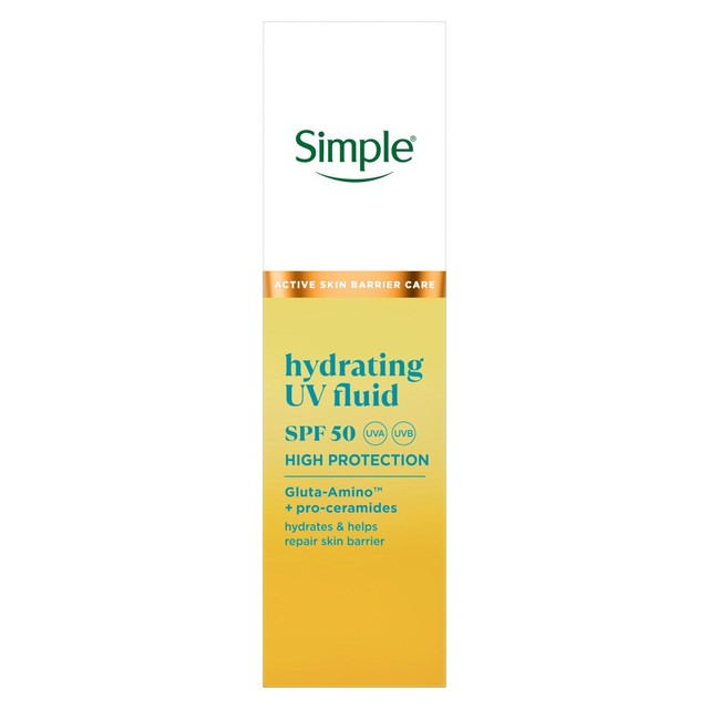 Simple hydrating UV fluid SPF50 moisturiser 40ml (British brand)