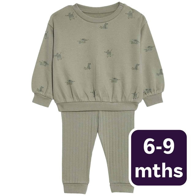 M&S khaki leggings outfit 6-9 months, imported from the UK